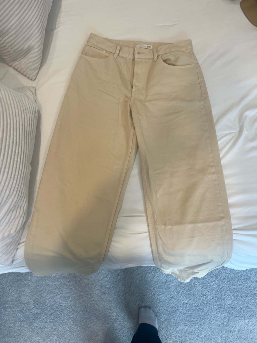 JW ANDERSON Light Beige Straight Leg Trousers
